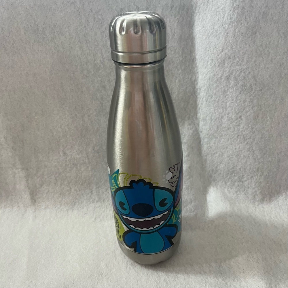 NEW Lilo & STITCH Metal Water Bottle 13.5 oz Disney Store Silver Color